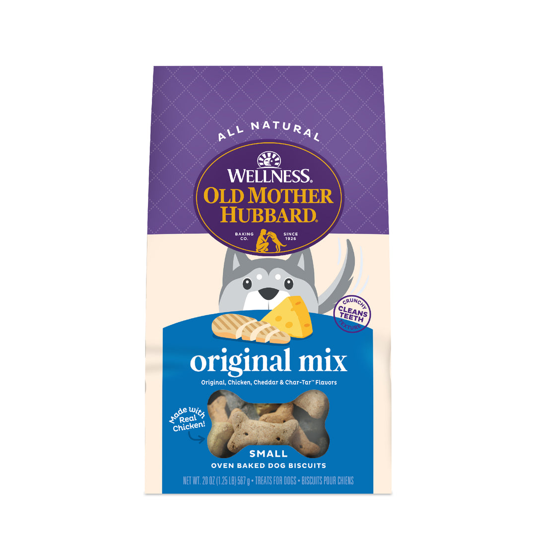 Wellness Old Mother Hubbard Original Mix Dog Biscuits, Natural, Training Treats, Four Flavors, Small Size, (20 Ounce Bag)