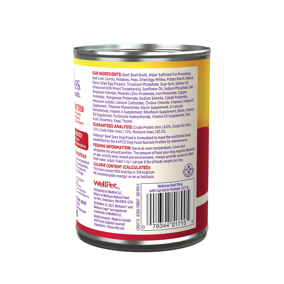 Wellness Complete Health Natural Grain Free Canned Dog Food, Beef Stew, 12.5-Ounce Can (Pack of 12)