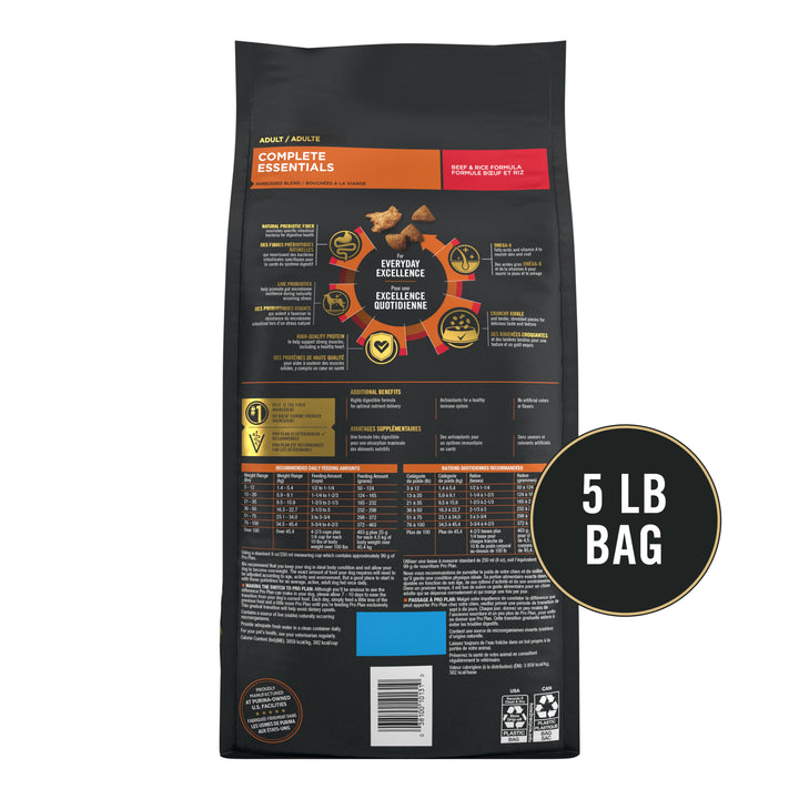 Pro Plan Essentials Shredded Blend Beef Rice Dog 5 lb back