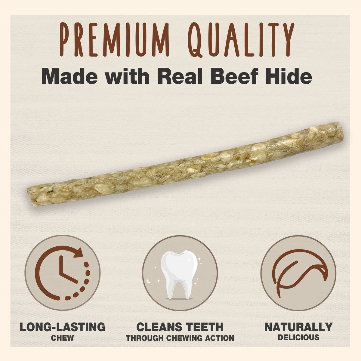 Cadet Premium Grade Munchy Beef Hide Sticks Peanut Butter 5 Inch (100 Count)