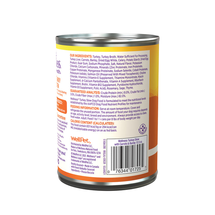 Wellness Complete Health Natural Canned Dog Food, Turkey Stew, 12.5-Ounce Can (Pack of 12)
