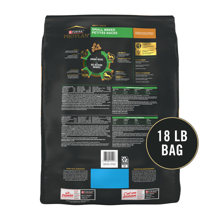 Pro Plan Chicken Rice Small Breed Dog 18 lb back
