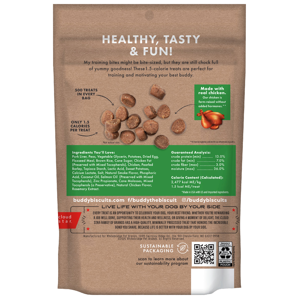 Buddy Trainers Training Dog Bites Chicken Flavor 10 oz - back