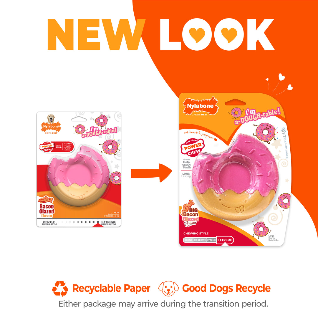 Nylabone Power Chew Donut Dog Chew Toy Bacon Glazed Large (1 Count)