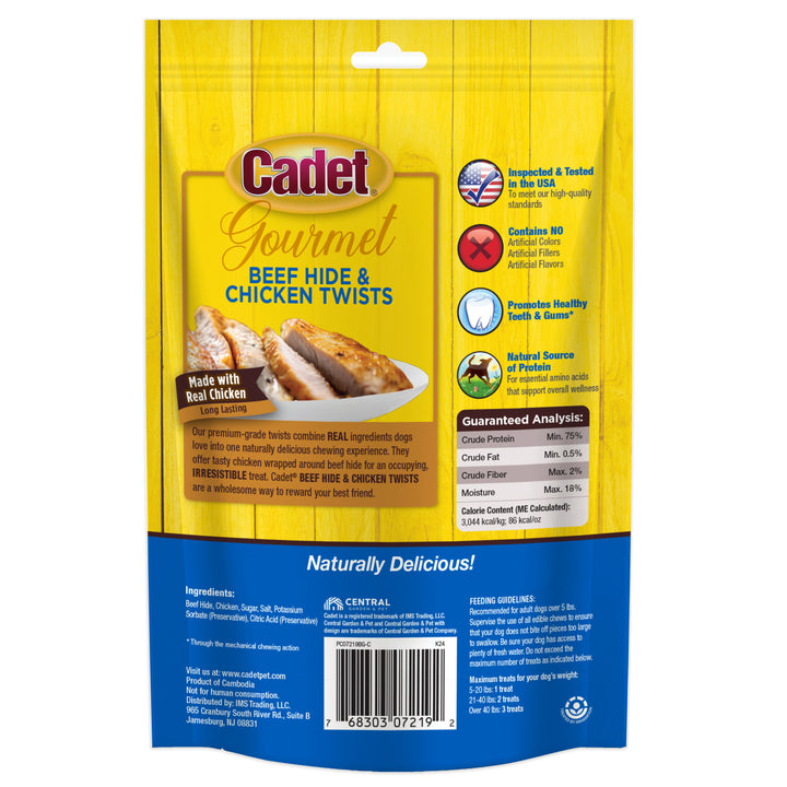 Cadet Gourmet Beef Hide &amp; Chicken Twists Sticks 4 Ounce (14 Count)