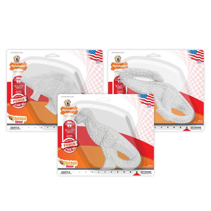 Nylabone Power Chew Dental Dinosaur Dog Chew Toy Chicken Large (1 Count)