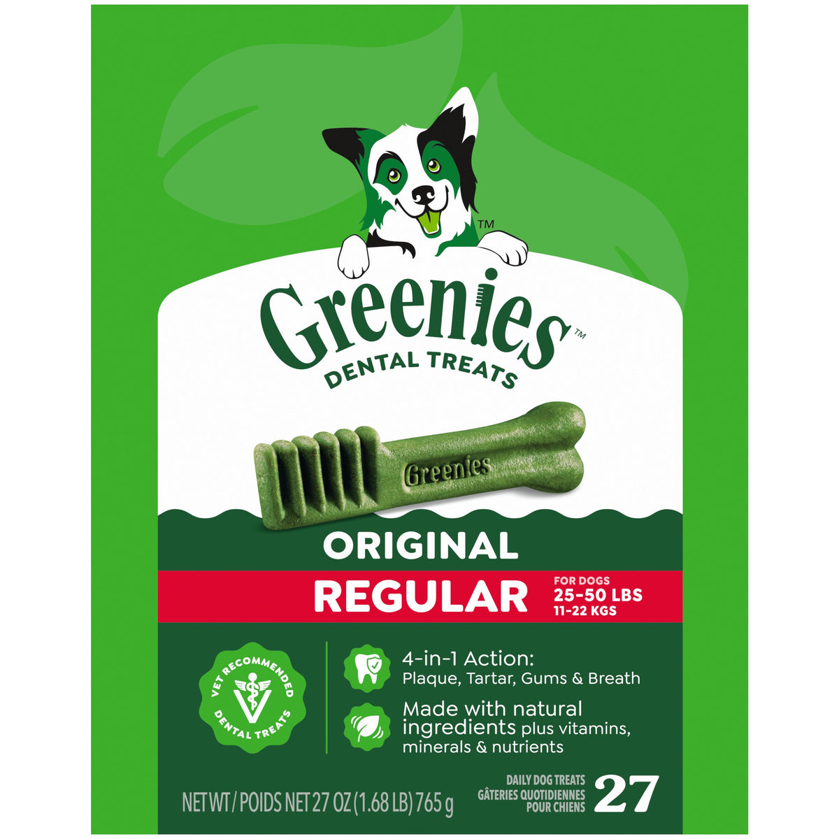 Greenies 27oz Canister Dog Treats Size Regular