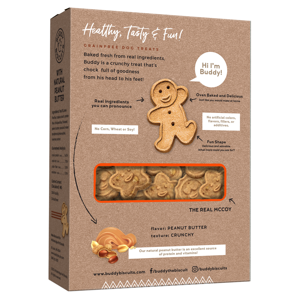 Cloud Star Buddy Biscuits Grain Free Peanut Butter 14 oz. Oven Baked - back