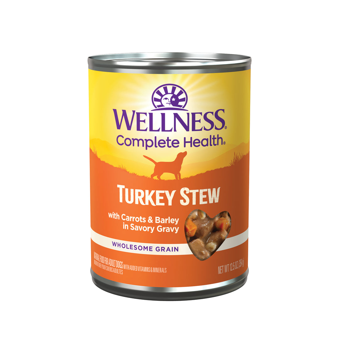 Wellness Complete Health Natural Canned Dog Food, Turkey Stew, 12.5-Ounce Can (Pack of 12)