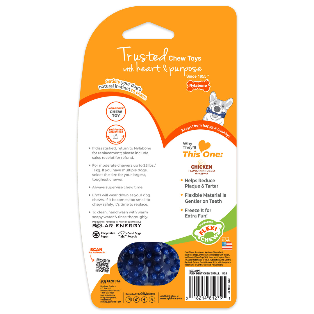 Nylabone Flexi Chew Gumabone Textured Dental Bone Dog Chew Toy Chicken Small (1 Count)