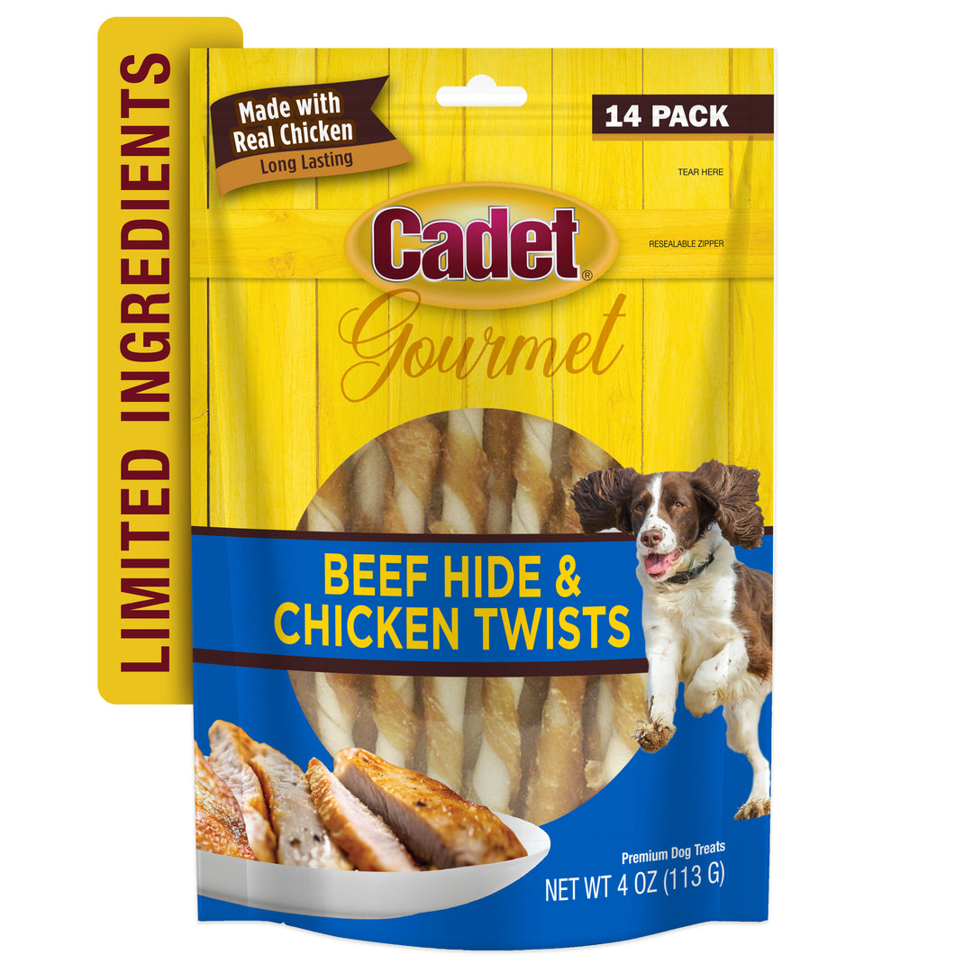 Cadet Gourmet Beef Hide &amp; Chicken Twists Sticks 4 Ounce (14 Count)