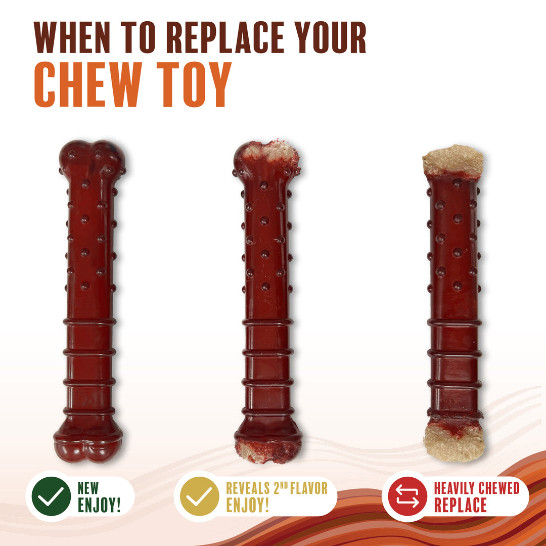 Nylabone Power Chew Basted Blast Textured Bone Dog Chew Toy Bacon &amp; Steak Medium (1 Count)