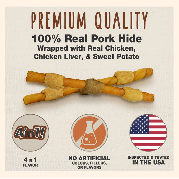 Cadet Gourmet Pork Hide Shish Kabob Dog Treats 11.6 Ounce (4 Count)